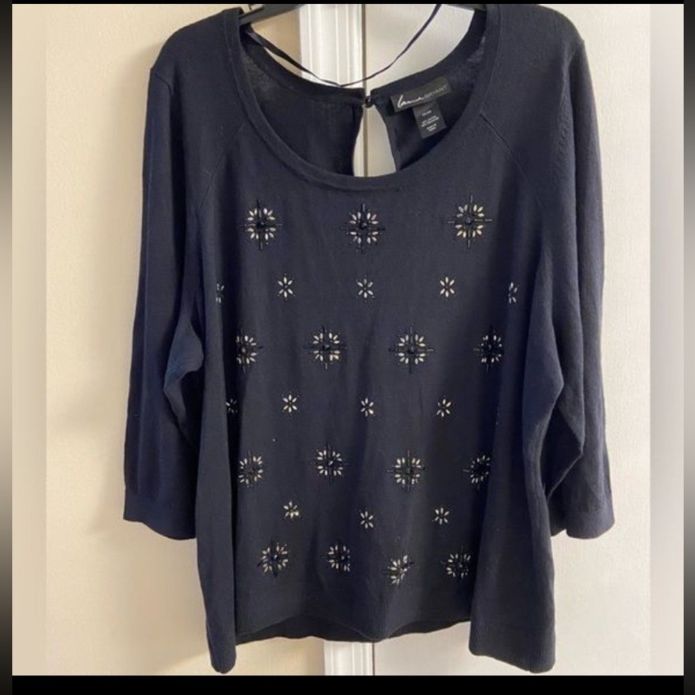 Lane Bryant Black Top with Embellishments 22-24
